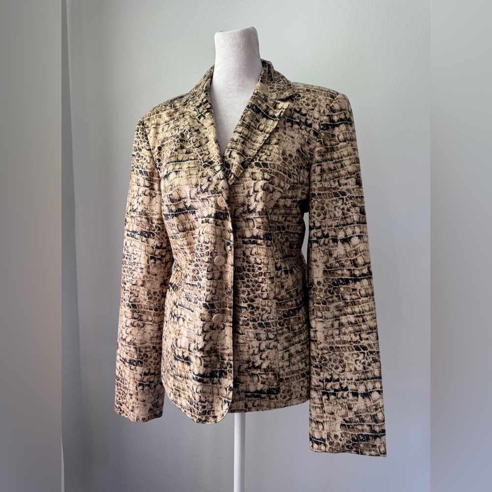Vintage Y2K Norton McNaughton Viewpoint Snakeskin Print Single Breasted Blazer